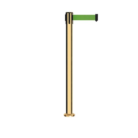 MONTOUR LINE Stanchion Belt Barrier Fixed Base Pol.Brass Post 11ft.Green Belt MX630F-PB-GN-110